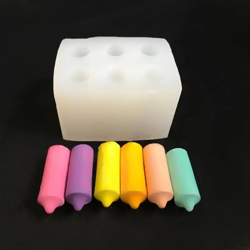 6 تجاويف عمود شمعة قوالب السيليكون لراتنجات الايبوكسي شموع صناعة يدوية الصابون الحلوى فندان قالب الكعكة قالب الشوكولاته M4YD