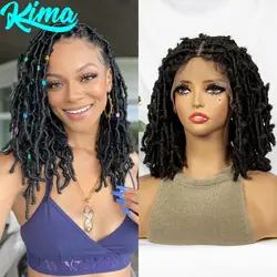 16inch Dreadlock Braided Wigs Synthetic Lace Front Knotless Braids Wig Short Faux Locs Braided Wigs with Baby Hair for Women
