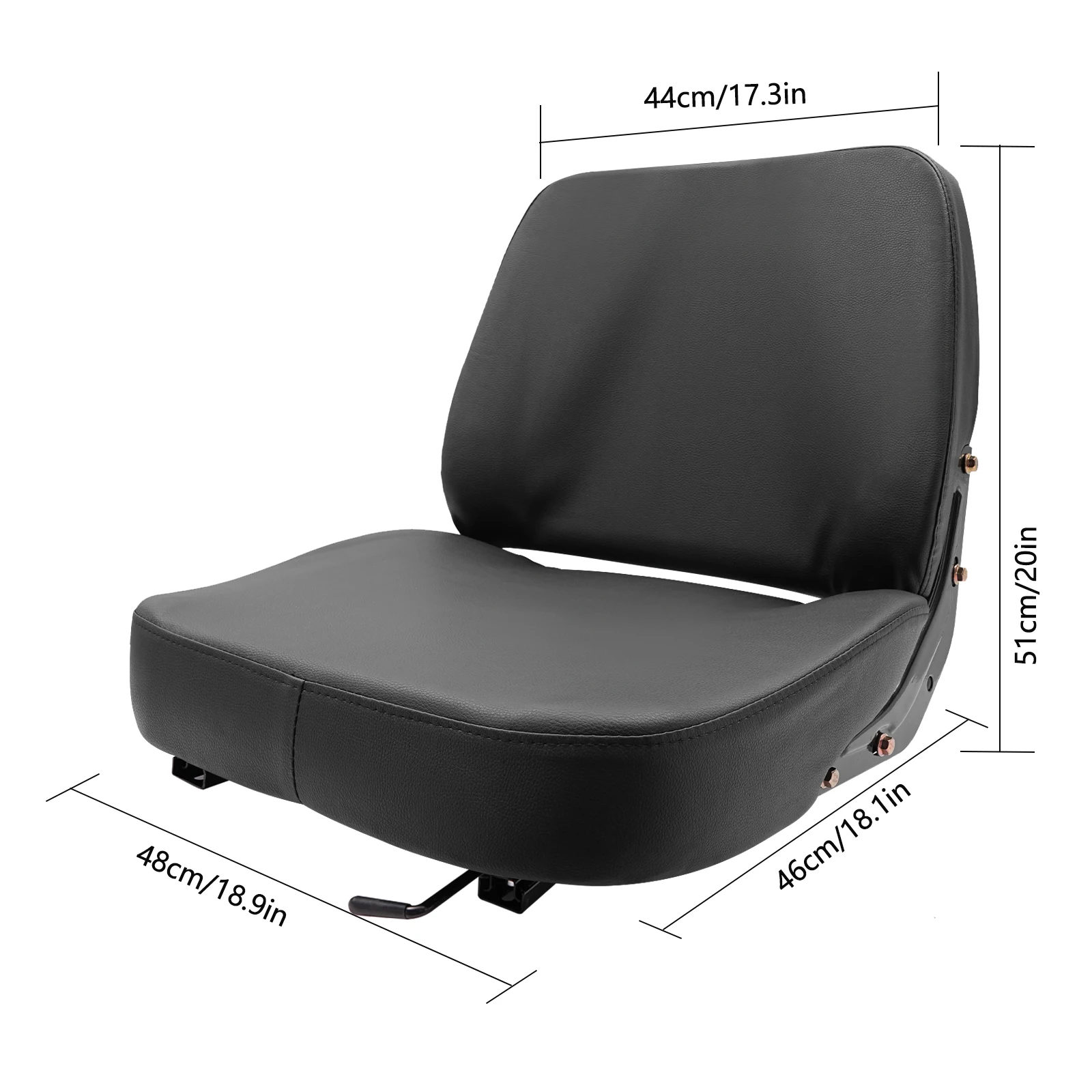 เบาะนั่งรถตัดหญ้าแบบพนักพิงสูง เบาะนั่งรถยกอเนกประสงค์ สำหรับรถแทรกเตอร์ตัดหญ้า รถขุด รถตักล้อยาง รถแบคโฮ รถดันดิน พร้อมรางเลื่อน รับน้ำหนักได้ 220.46 ปอนด์