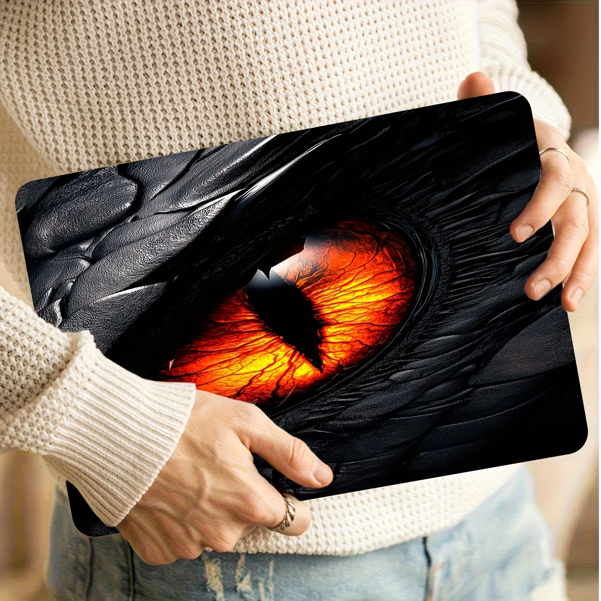 2-Piece Eye Pattern Laptop Art Sticker Case, Universal Netbook Light Beige Waterproof Scratch Resistant Sticker - Waterproof,