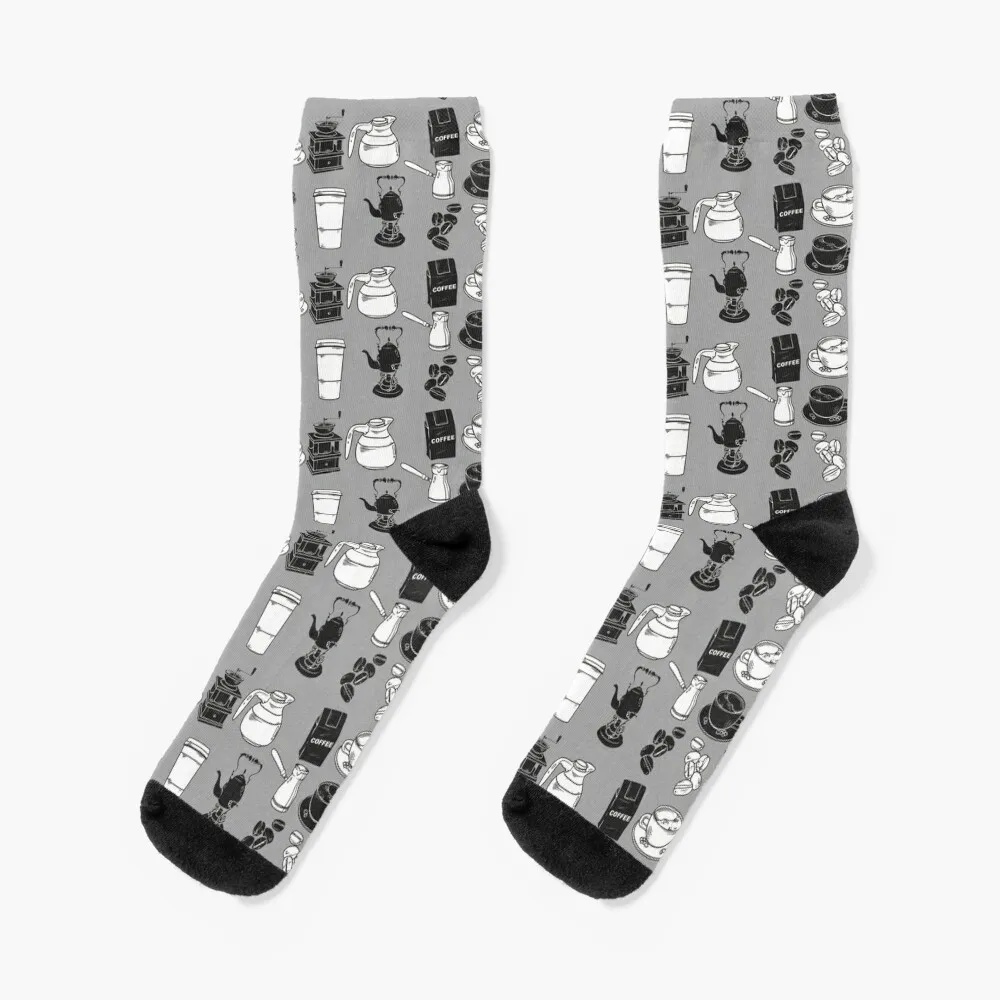 Coffee black and white pattern Socks cute ankle Stockings compression Mens Socks Women's