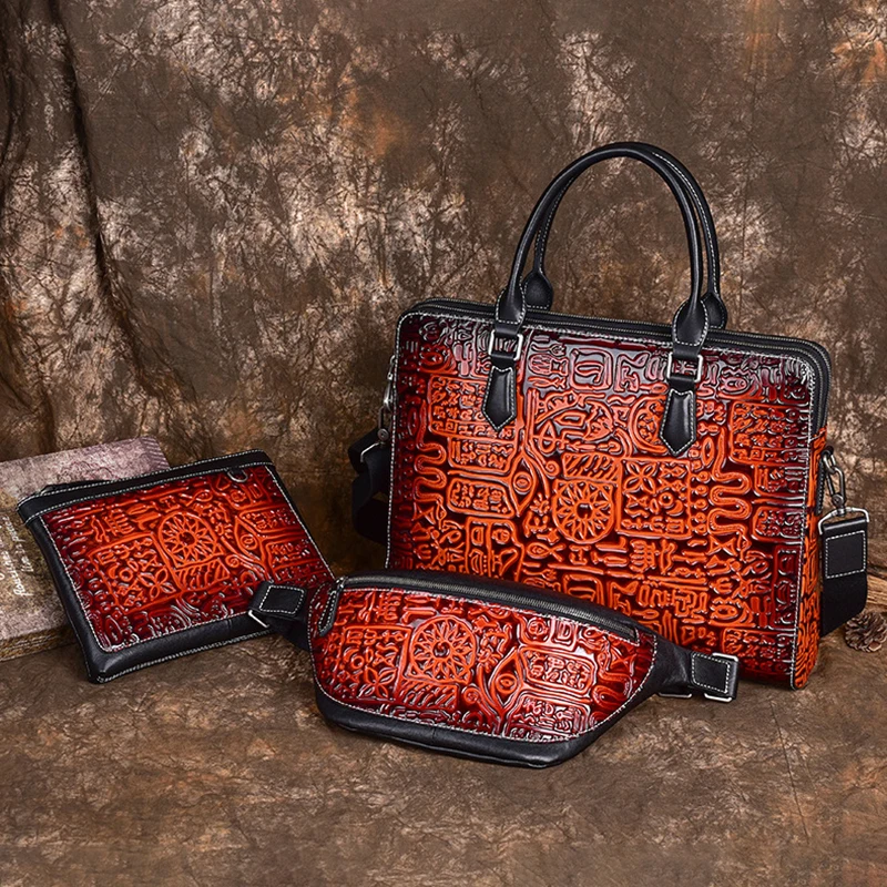Top Layer Cowhide Genuine Leather Men's Clutch Bag Zipper Wallet Card Vintage Business Square Hand Porter Bag Briefcase Purse
