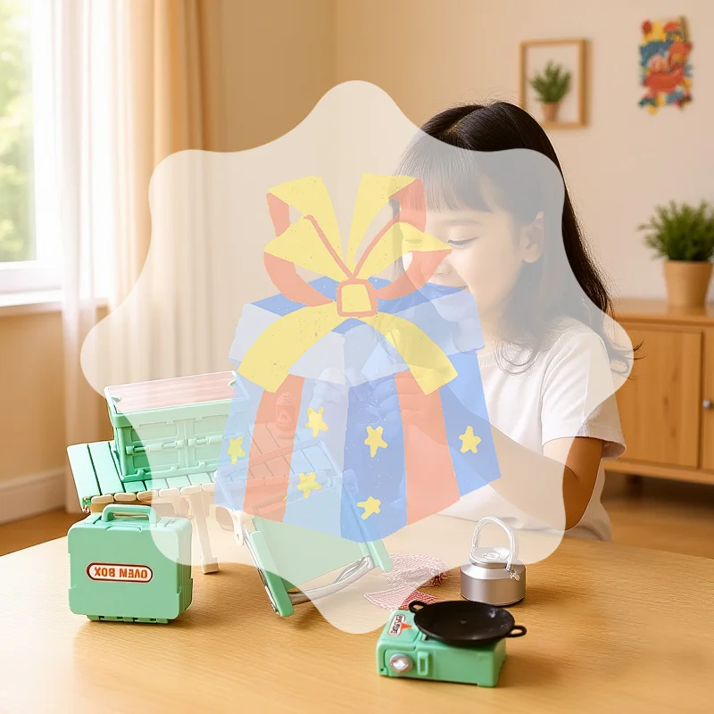 

1:12 Dollhouse Miniature Camping Picnic Set Folding Chair Gas Stoves Model Decor Toy Doll House Accessories