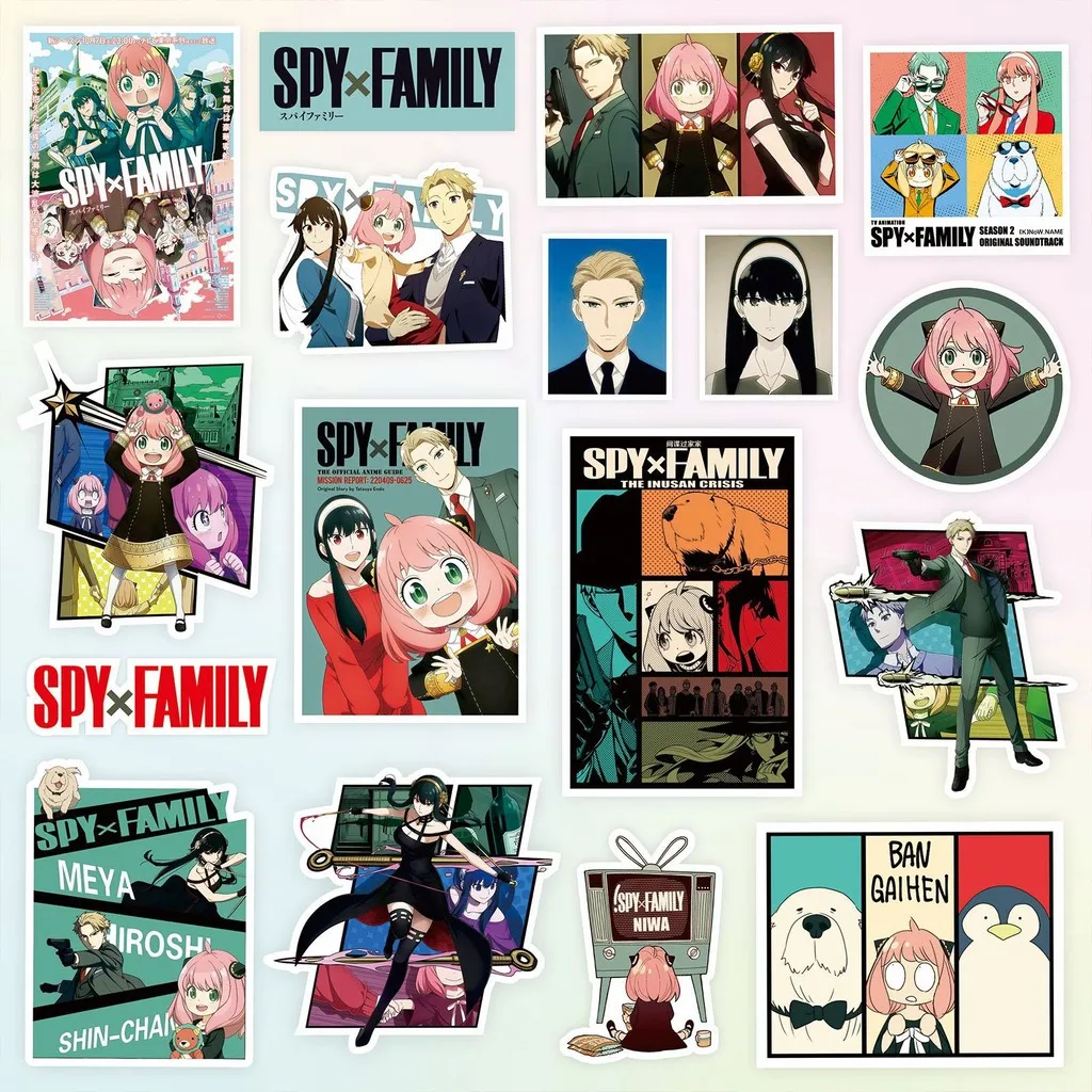 75/80 قطعة من ملصقات Spy x Family - Loid Forger، ملصقات Anya باللون الأسود والأبيض للمجلات وحافظات الهاتف (متجر Anime Worlds)