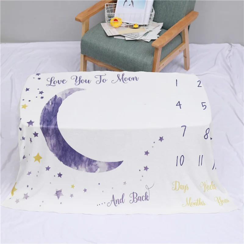 Baby Monthly Milestone Blanket For Girl Boys Floral Wings Newborn Soft Flannel Blanket Photo Prop Background Child Play Mats