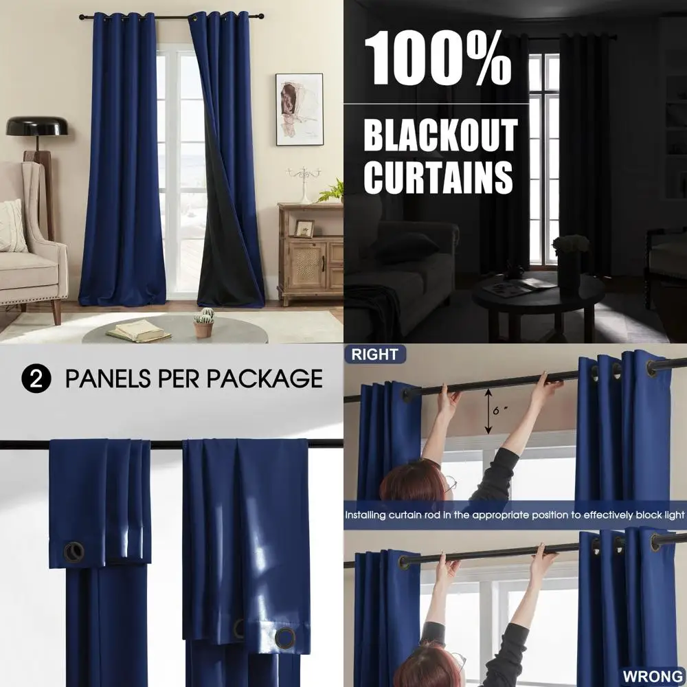 

Thermal Insulated Blackout Curtains, 2-Panel Set, Full Shade, 96" Length for Living Room and Bedroom Windows
