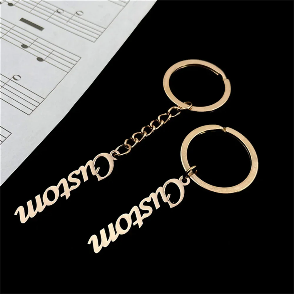 カスタム名キーホルダー女性のためのパーソナライズされた手書きフォントステンレス鋼シルバーゴールドネームプレートペンダントキーリングジュエリーギフト