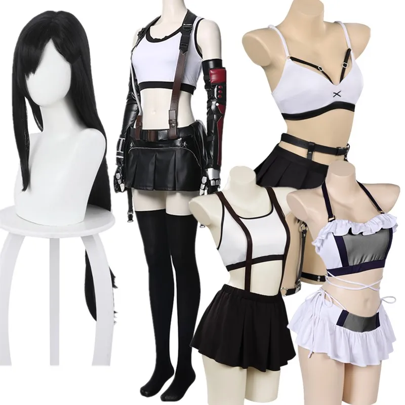 

Фэнтези Маскировка Тифа Локхарт Косплей Костюм Женский Жилет Шорты Перчатки Пояс Купальник Парик Наряды Хэллоуин Карнавальный Костюм Партии