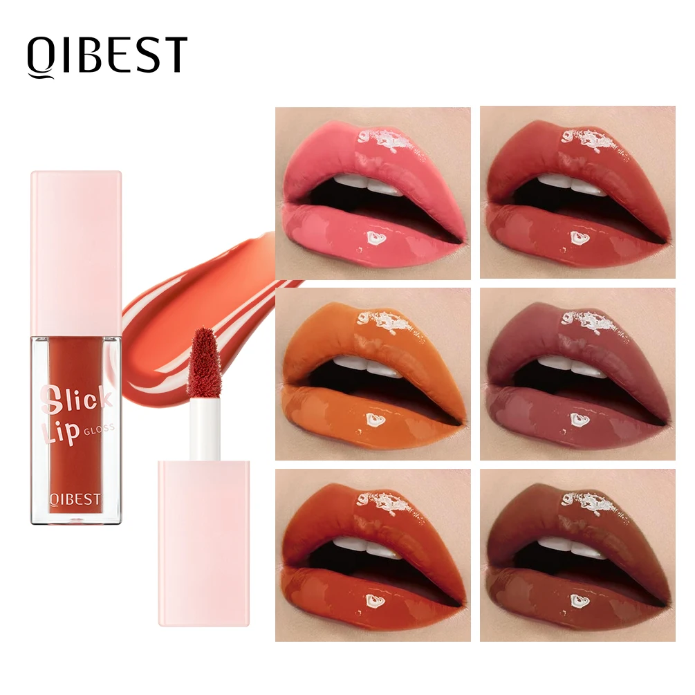 QIBEST Slick Lip Gloss Moisturizing Glass Water Gloss Sexy Plump Lip Makeup Mirror Lip Glaze Lasting Lipgloss Oil Tinted Pigment