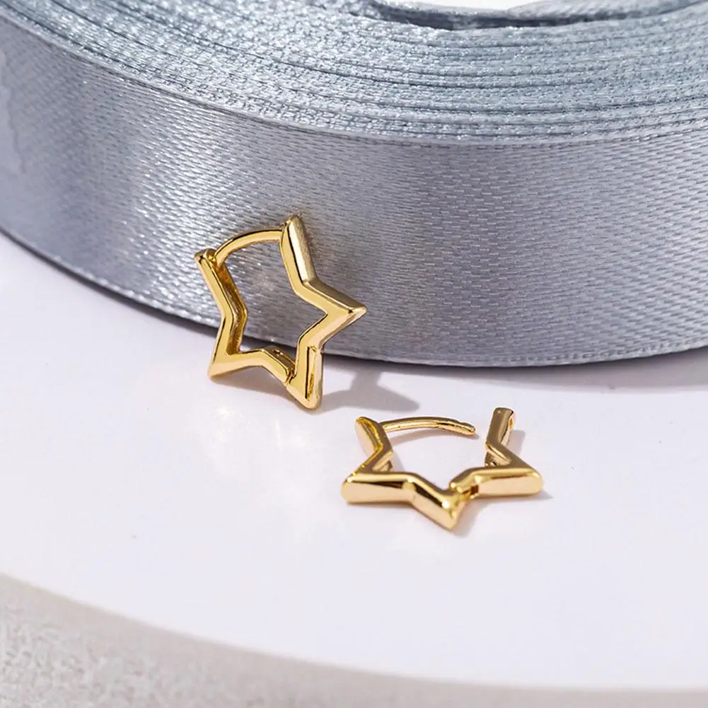 Gold Color Plated Bold Star Hoops Tarnish-Resistant Earring Piercing Jewelry Gift For Women Y2k Star Stud Earrings