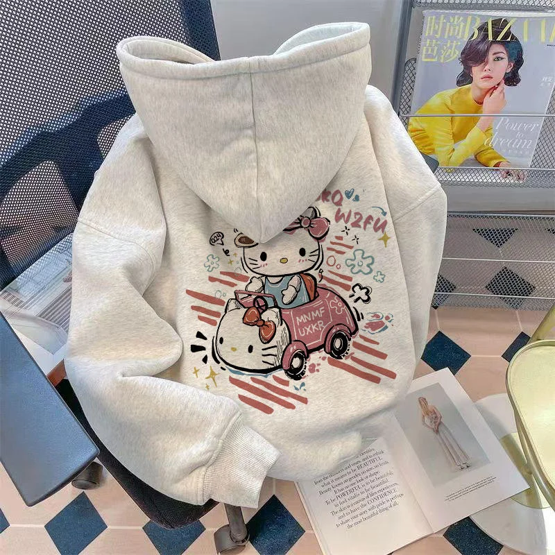 

Свитер с капюшоном Hello Kitty fun с граффити из мультфильма для мужчин и женщин осенне-зимняя тонкая куртка