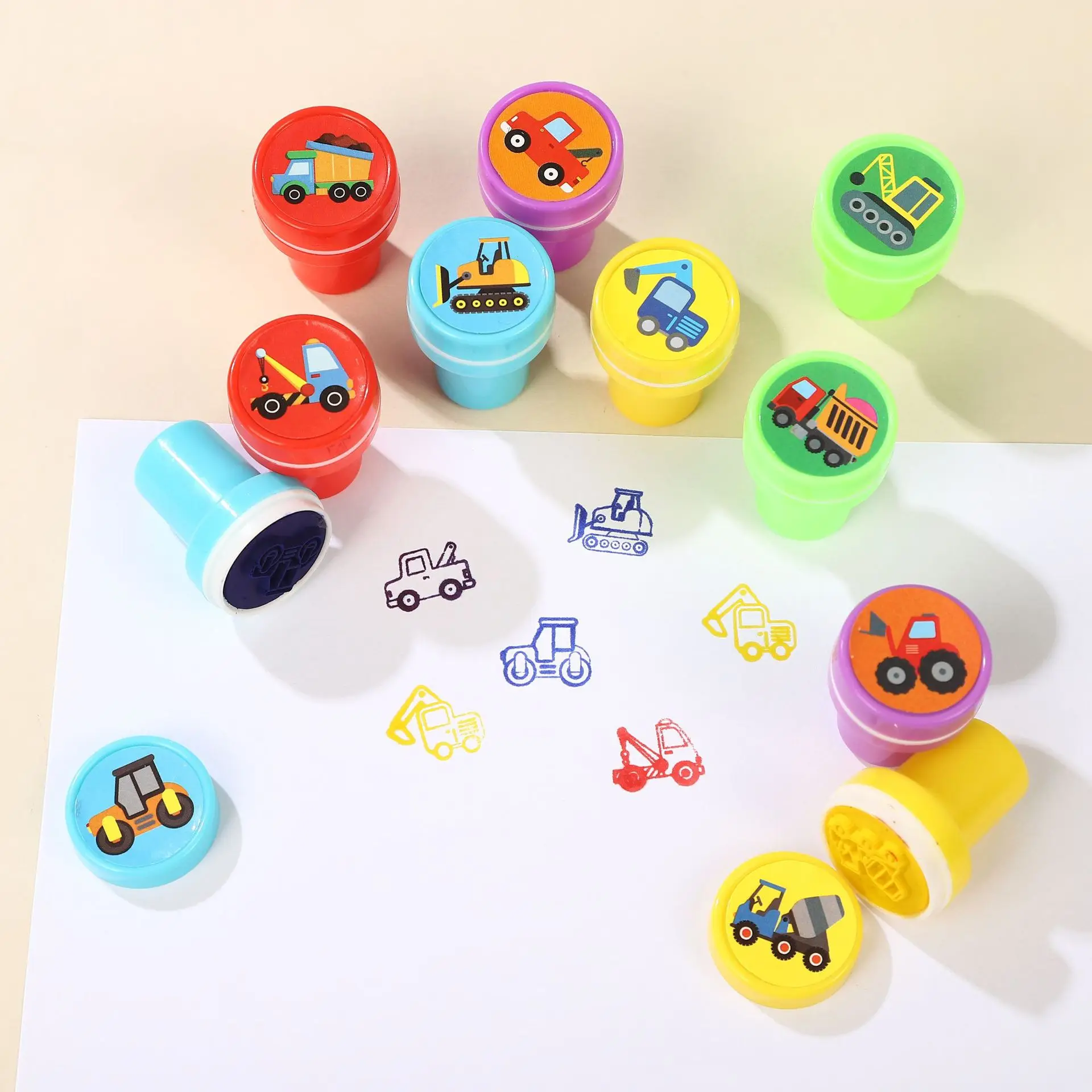 

10/20pc Car Themed Stampers Construction Trucks Stampers Kid school Birthday Gifts Treat Party Favors School Award Goodie Filler