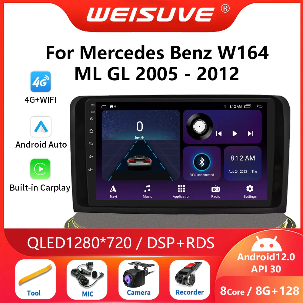 

2Din Android 13 For Mercedes Benz ML GL W164 ML350 ML500 GL320 X164 ML280 GL350 GL450 Car Radio Multimedia Stereo Carplay audio