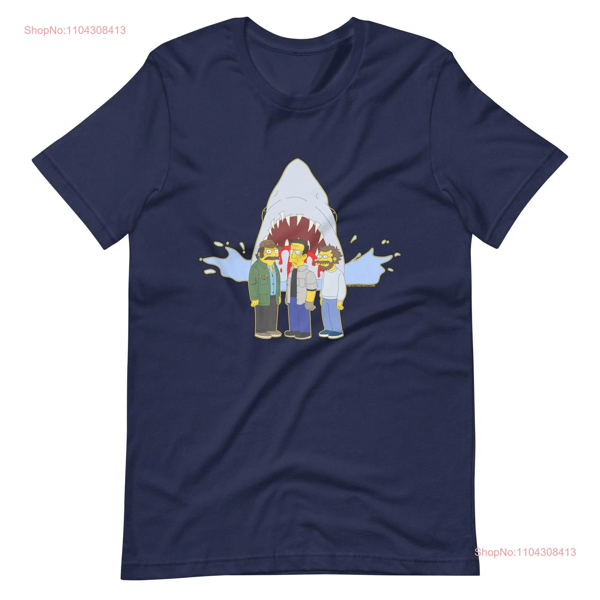 JAWS Inspired Simpsonized Quint Brody Hooper Premium Crewneck T shirt long or short sleeves