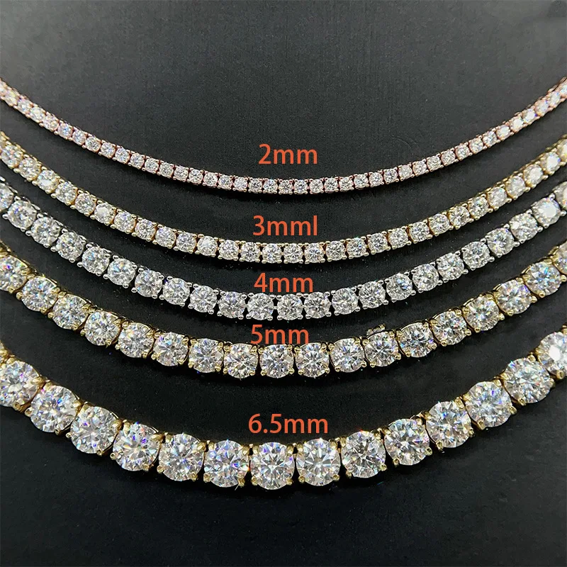 

Hot selling moissanite tennis chain 6.5mm 925 silver single row stone men's hip-hop bracelet necklace