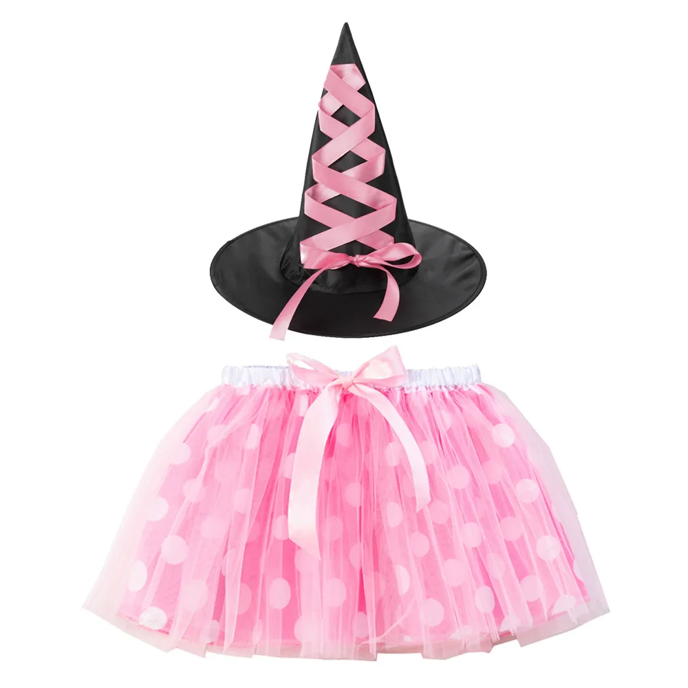 2024 new kid Tulle tutu gonna Halloween polka-dot gonna strega cappello zucca gonna neonata abbigliamento Halloween party dress sales