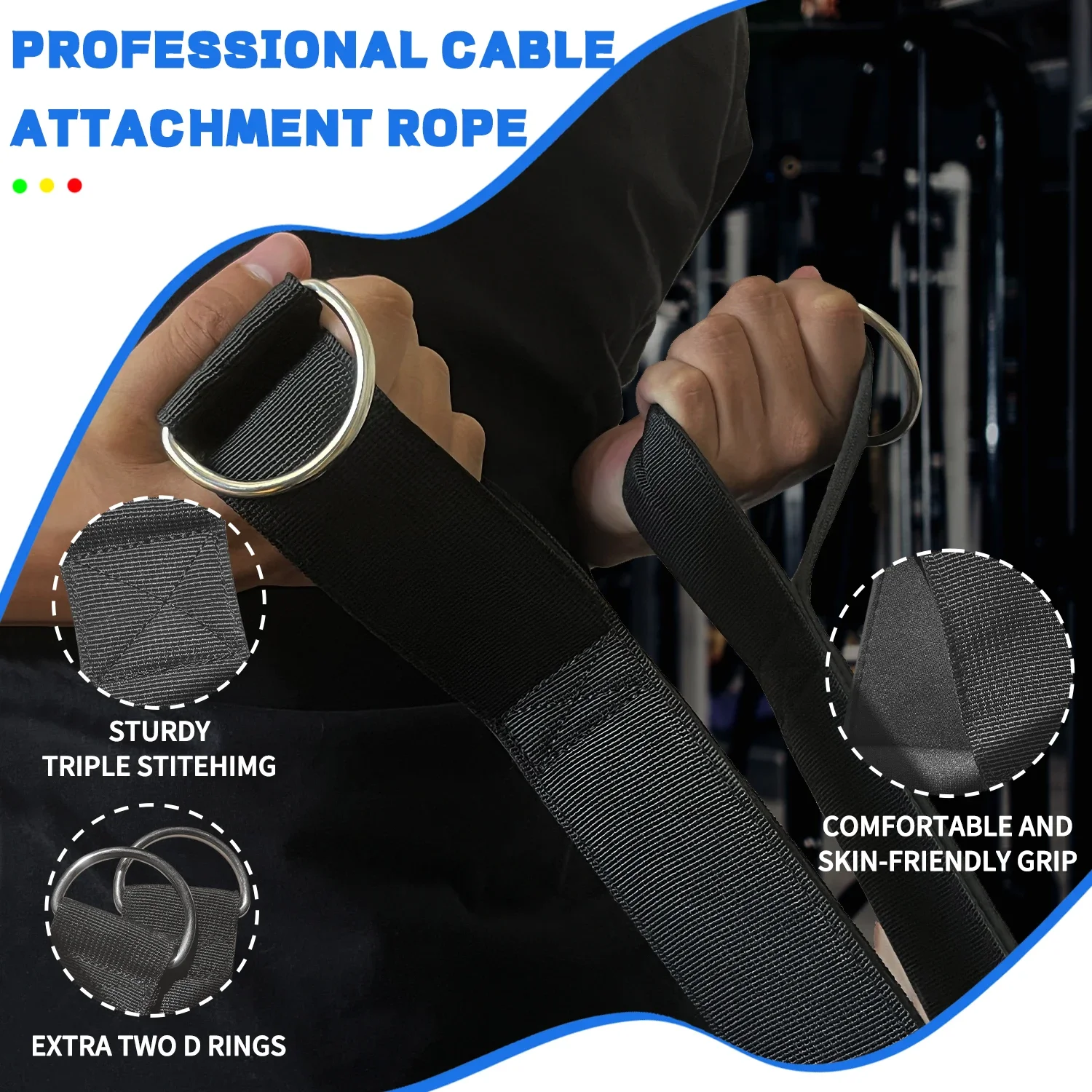 Удлиненная веревка для тяги трицепса, универсальная веревка для трицепса для фитнеса, крепление для тросовой машины для системы шкивов, тренажерный зал LAT