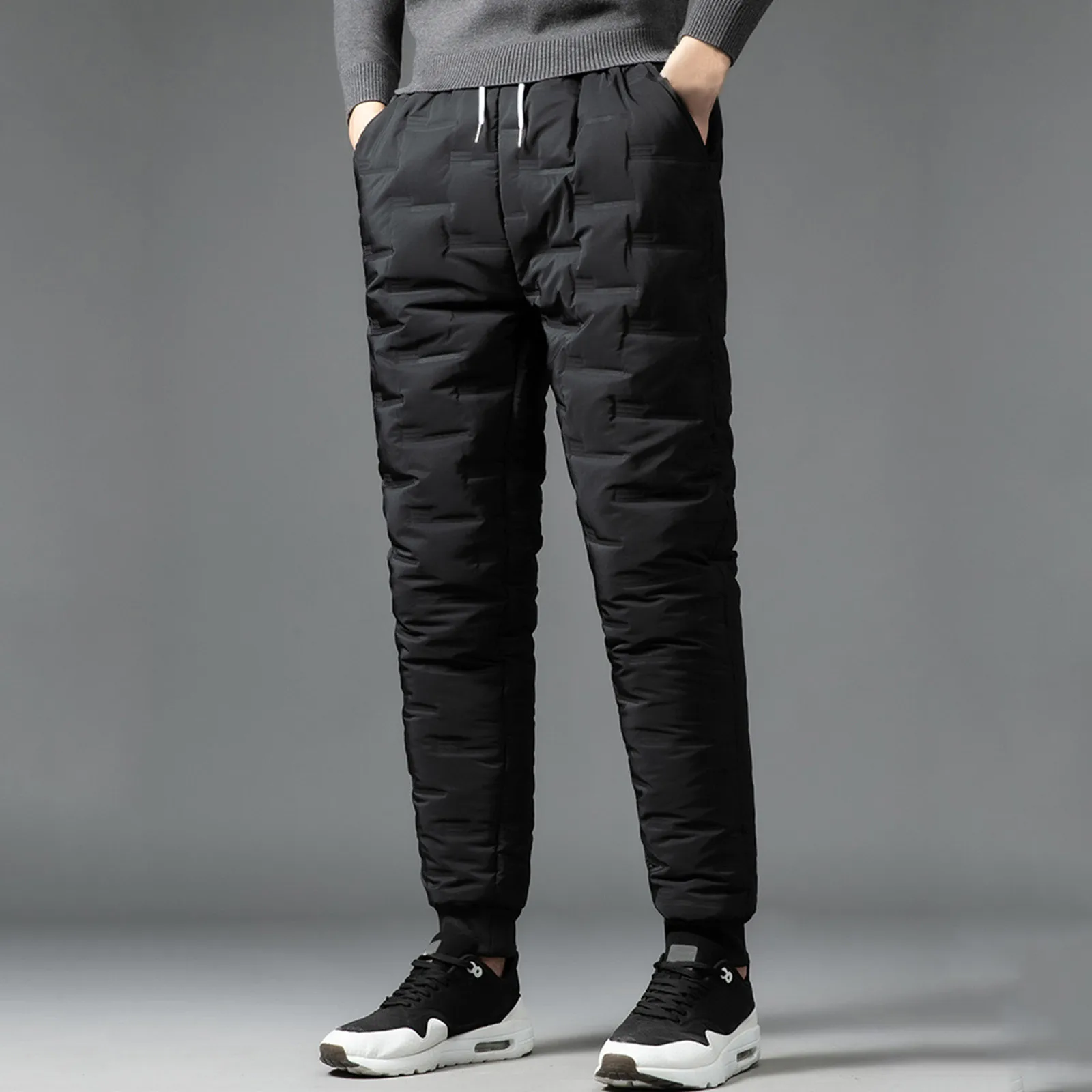 

Warm Solid Full Length Leggings Men Casual Pants Thickened Pocket Drawstring Winter Man Trousers Y2k Clothes Pantalones Gym