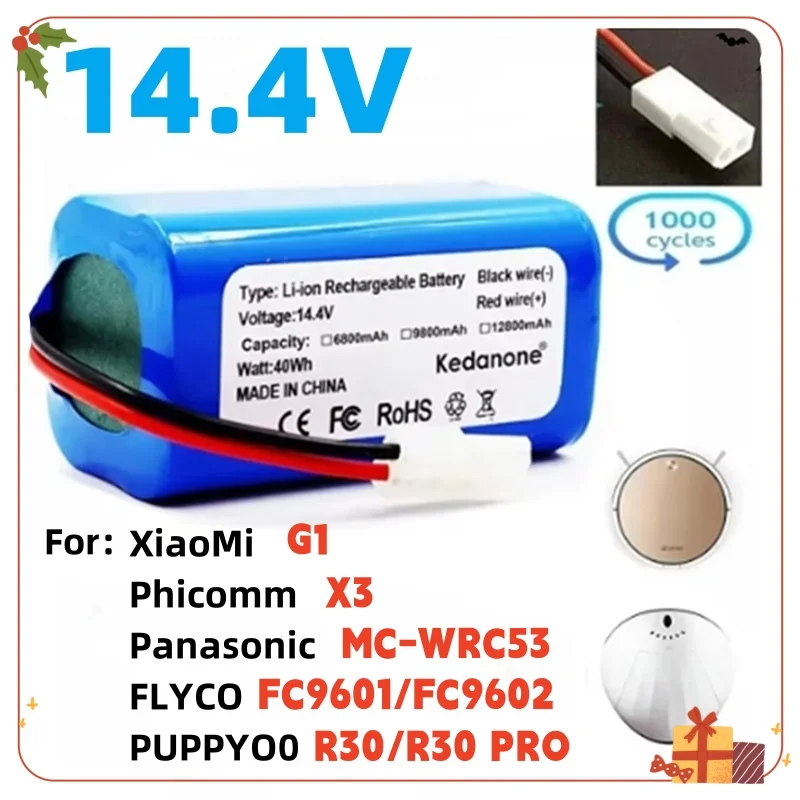 

14.4V Li-ion Battery Pack for Xiaomi Mijia Essential G1 MJSTG1 Robot Vacuum Cleaner, SKV4136GL H18650CH R30 R35 4S1P 9800mAh