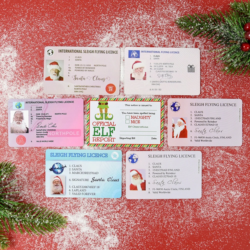 5/10Pcs Santa Claus Flying Licence for Christmas Eve Christmas Kids Gift Sleigh Driving Licence Noel Navidad New Year Supplies