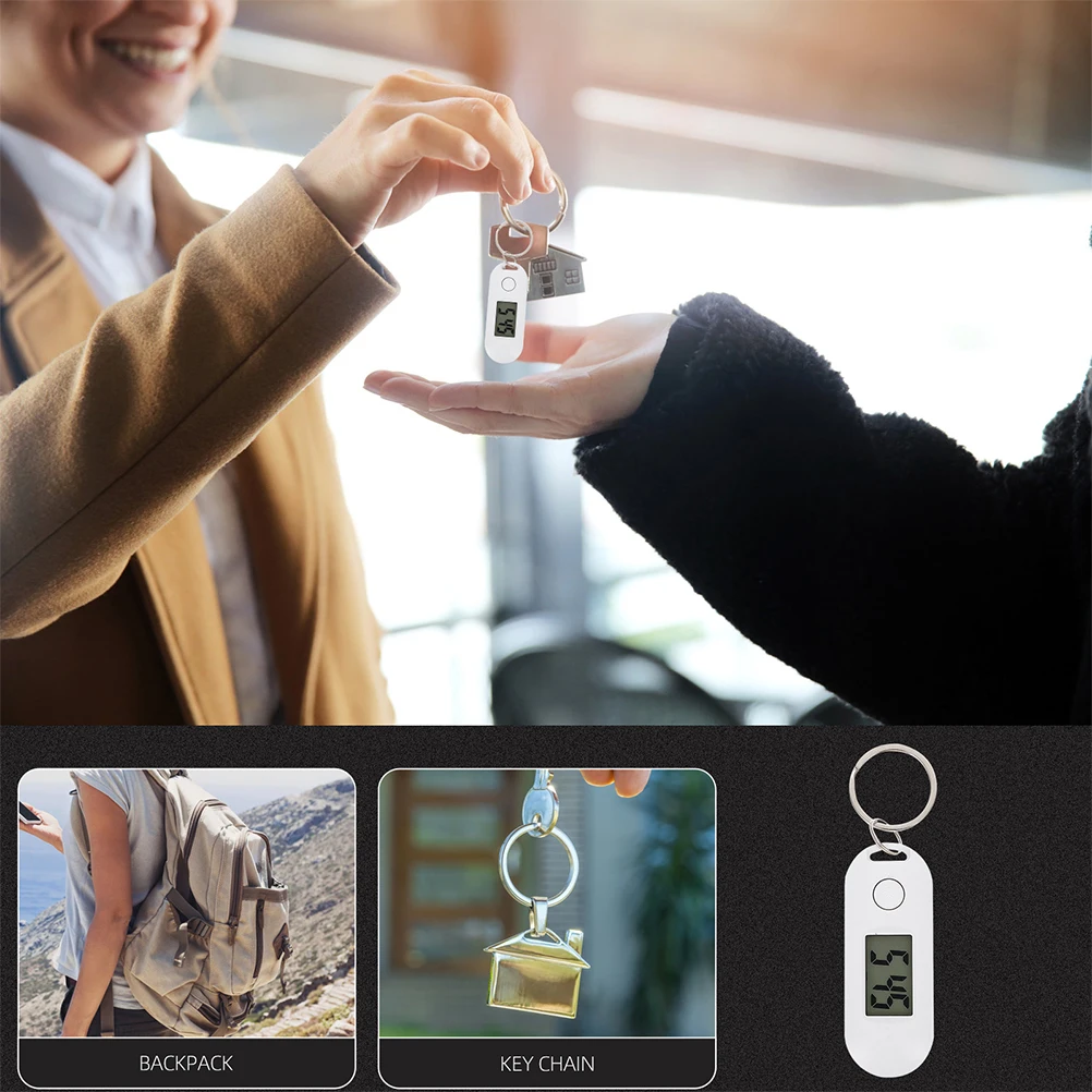 

2Pcs Electronic Watch Keychain Digital Hanging Students Mute Watches White Plastic Lightweight Compact School Exam Sports