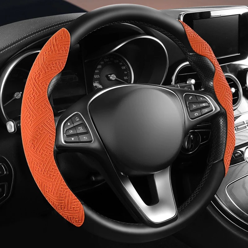 

Protective Car Steering Wheel Cover Nappa Leather Anti-Slip Breathable Universal Car Interior Accessories Soft Grip All-Season