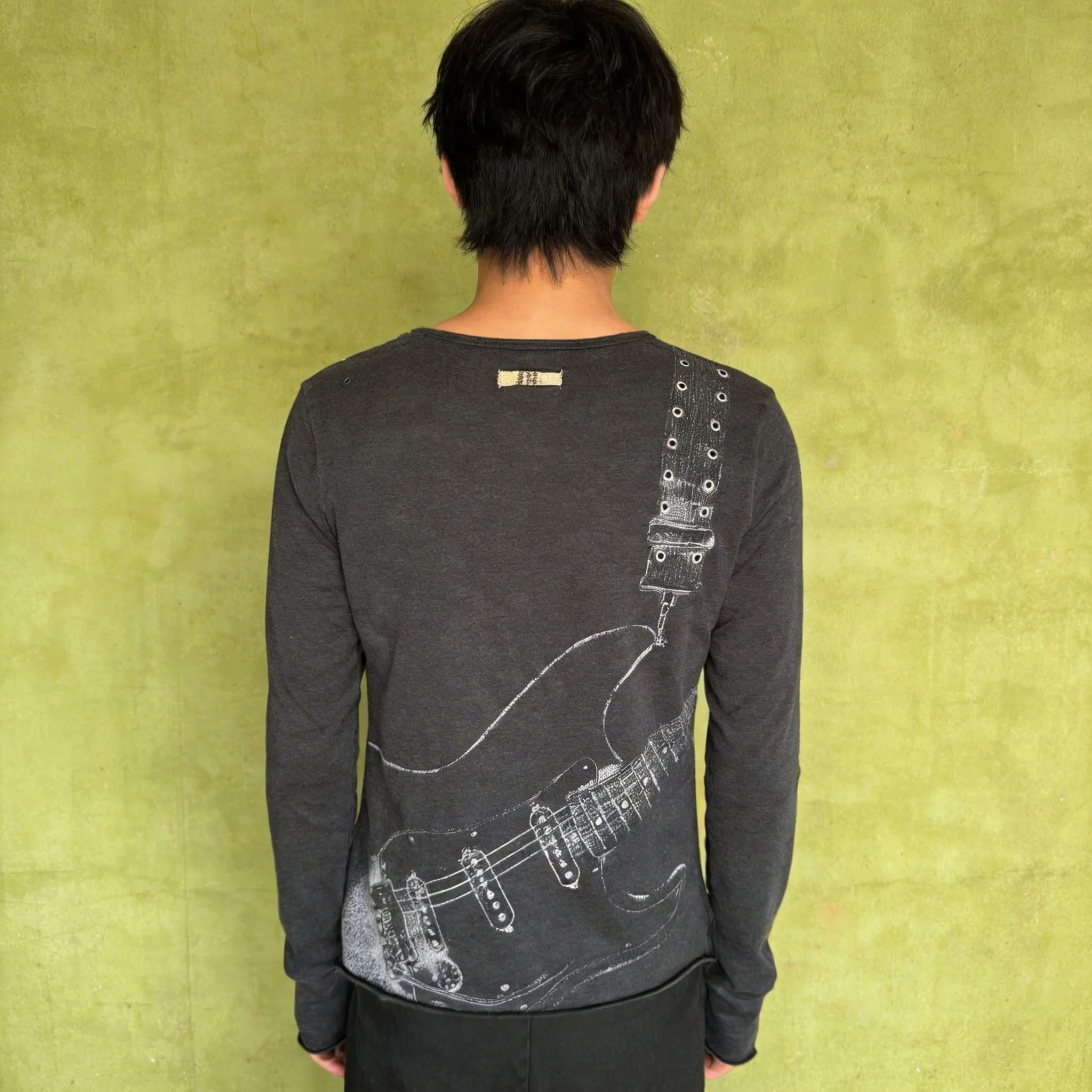 Hip-hop Y2K Guitar Printed Long Sleeve Men T-shirt Casual Rivet Elements Tops Harajuku Men and Women New Retro Men Clothing
