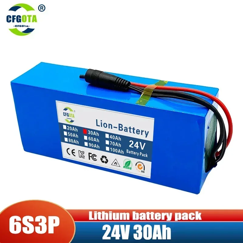 24V 30Ah 6s3p 18650 battery lithium battery 24v 30000mAh electric bicycle moped electric lithium ion Battery pack + Charger