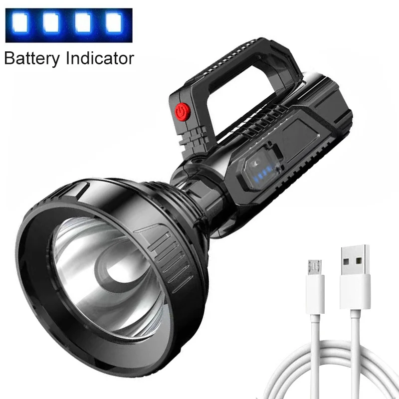 Powerful LED Flashlight Portable Searchlight Camping Flashlight Rechargeable Spotlight Outdoor Waterproof Handheld LED Torch