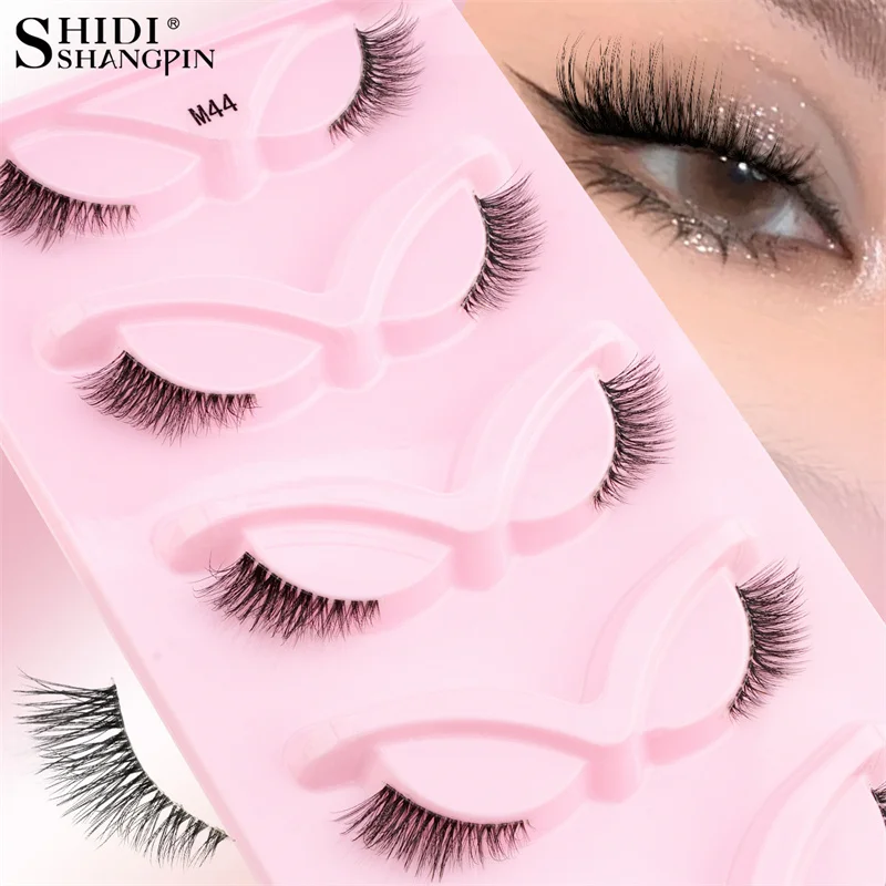 5 Pairs Cat Eye 3D Faux Mink Fox Eye Lashes Sexy Fluffy Daily Winged Natural Short False Eyelashes Extensions for Makeup