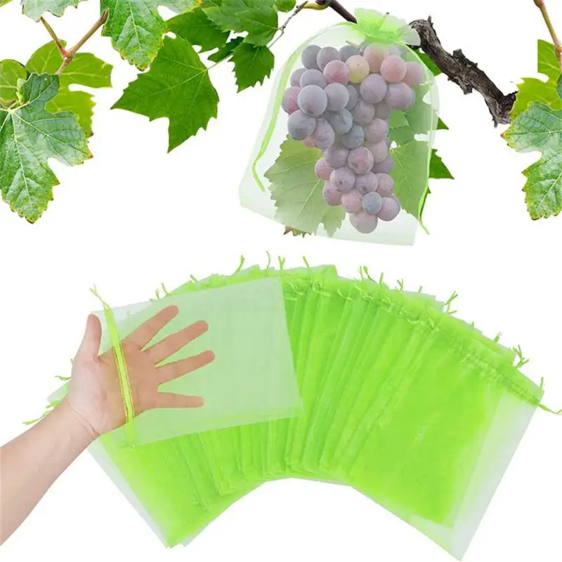 

20pcs Fruit Grape Protection Bag Garden Drawstring Mesh Bag Bird-proof Plant Strawberry Fruit Planting Bag