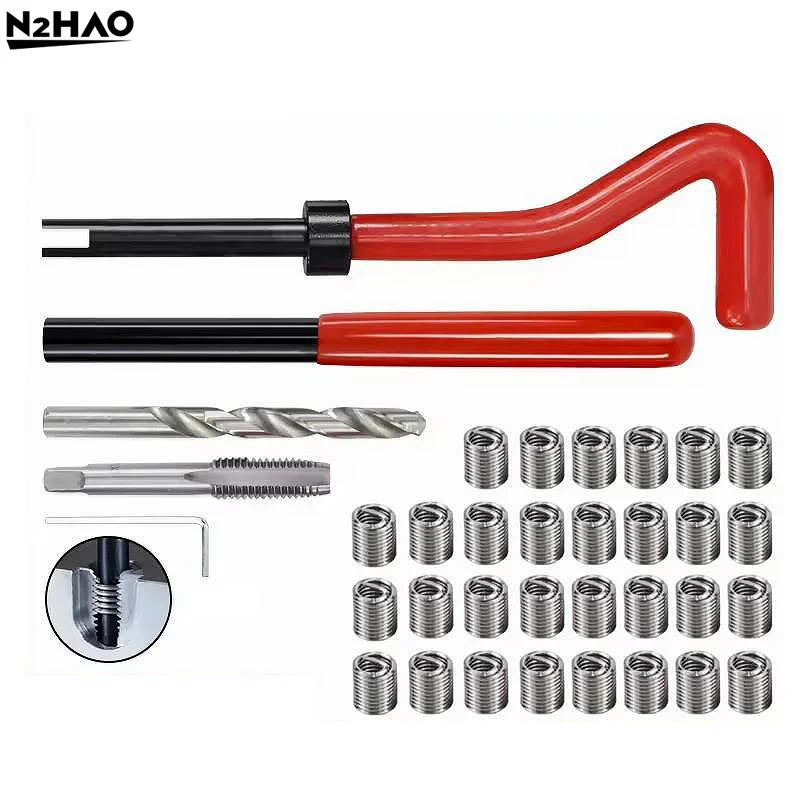30Pcs M5 * 0.8; M6 * 1.0; M8 * 1.25 Metric Thread Repair Insert Kit M5 M6 M8 Car Pro Coil Tool M8*0.8Thread Repair Insert Kit