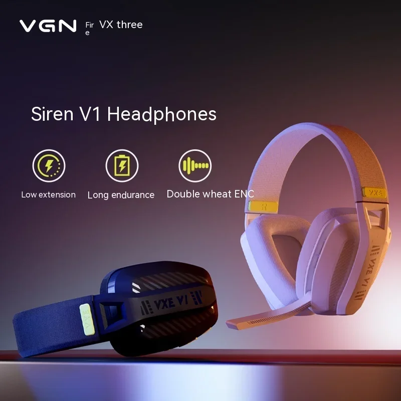 VGN VXE Siren V1 Wireless Headset Two Mode Bluetooth 5.3 2.4G FPS Gaming Headset Earphone Low Latency 200g Light Weight Pc Gamer