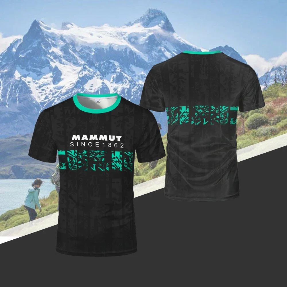 New men's outdoor breathable running T-shirts Fashion 3D printed casual wear Hiking climbing camping quick-dry short-sleeved Tee