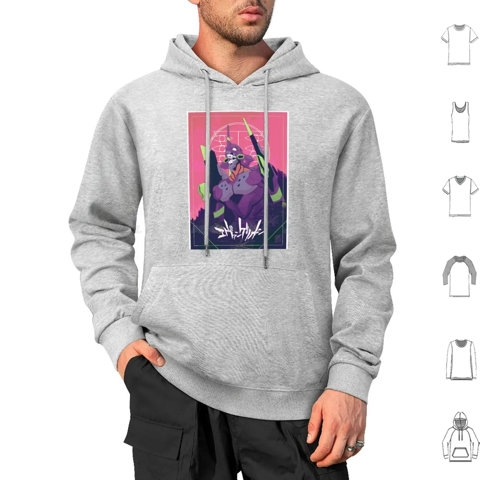 Eva One Hoodie cotton Long Sleeve Eva Shinji 01 Angel Anime Colorful Ianfayart