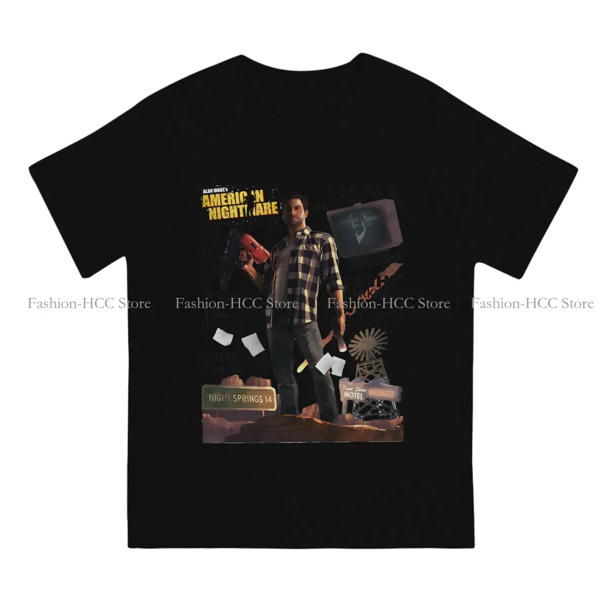 American Nightmare Alan Wake T Shirt Alternative O-Neck TShirt Harajuku Tops Polyester