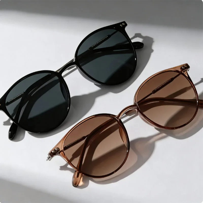 2 paires de lunettes de soleil œil-de-chat petites, rondes et étroites pour femmes et hommes, ensemb