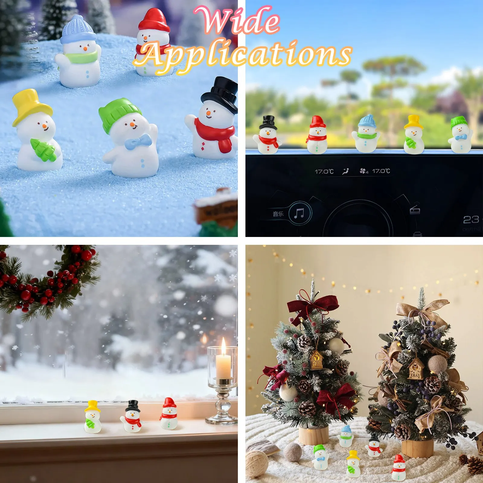PandaHall 20 Stück 5 Stile Weihnachts-Schneemann-Mini-Ornamente aus Harz, Weihnachts-Mikrolandschaftsdekoration für DIY-Schmuck und Bastelarbeiten – Detail 7