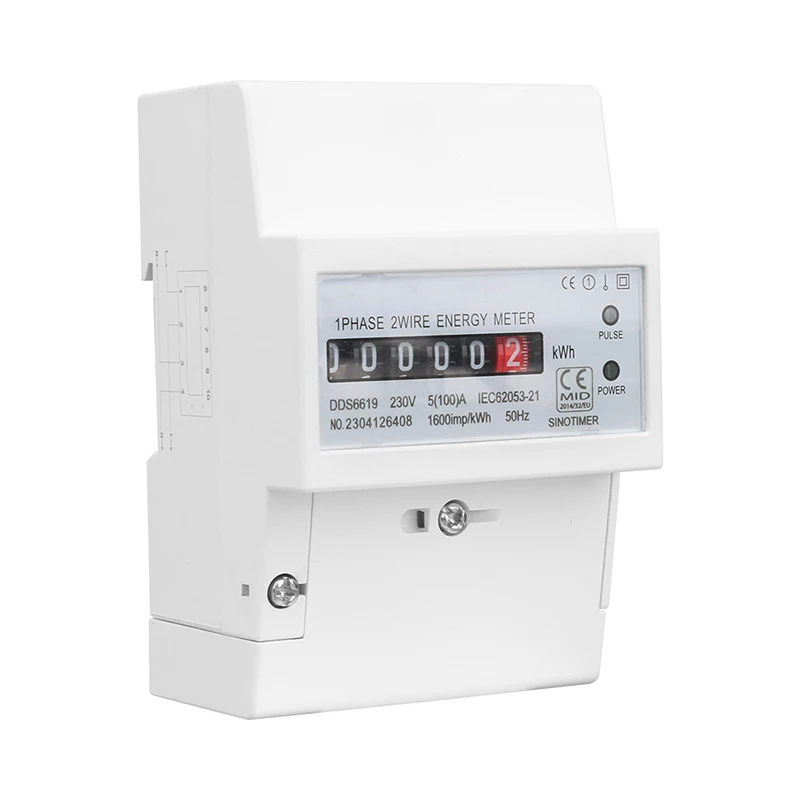 Household Electrical Din Rail Single Phase Energy Meter AC 220V 100A kWh Counter Consumption Analog Electricity Gague Wattmeter