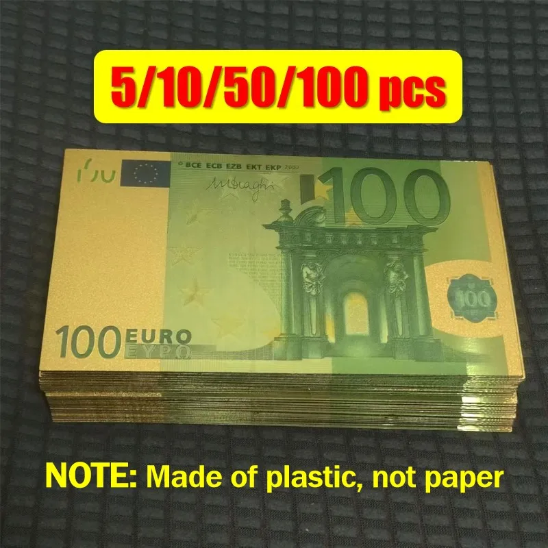 5~100pcs  Fake Plastic 100/200/500 Euro Bills Fake Money European Banknotes Euro Gold Plastic Banknotes Gifts Collection