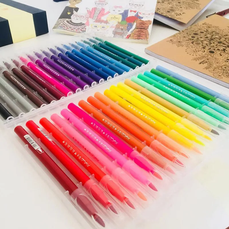 36/48Color Soft Head Watercolor Pen for Children's Washable Large Capacity Paintbrush Student Drawing Line Marker Art Supplies