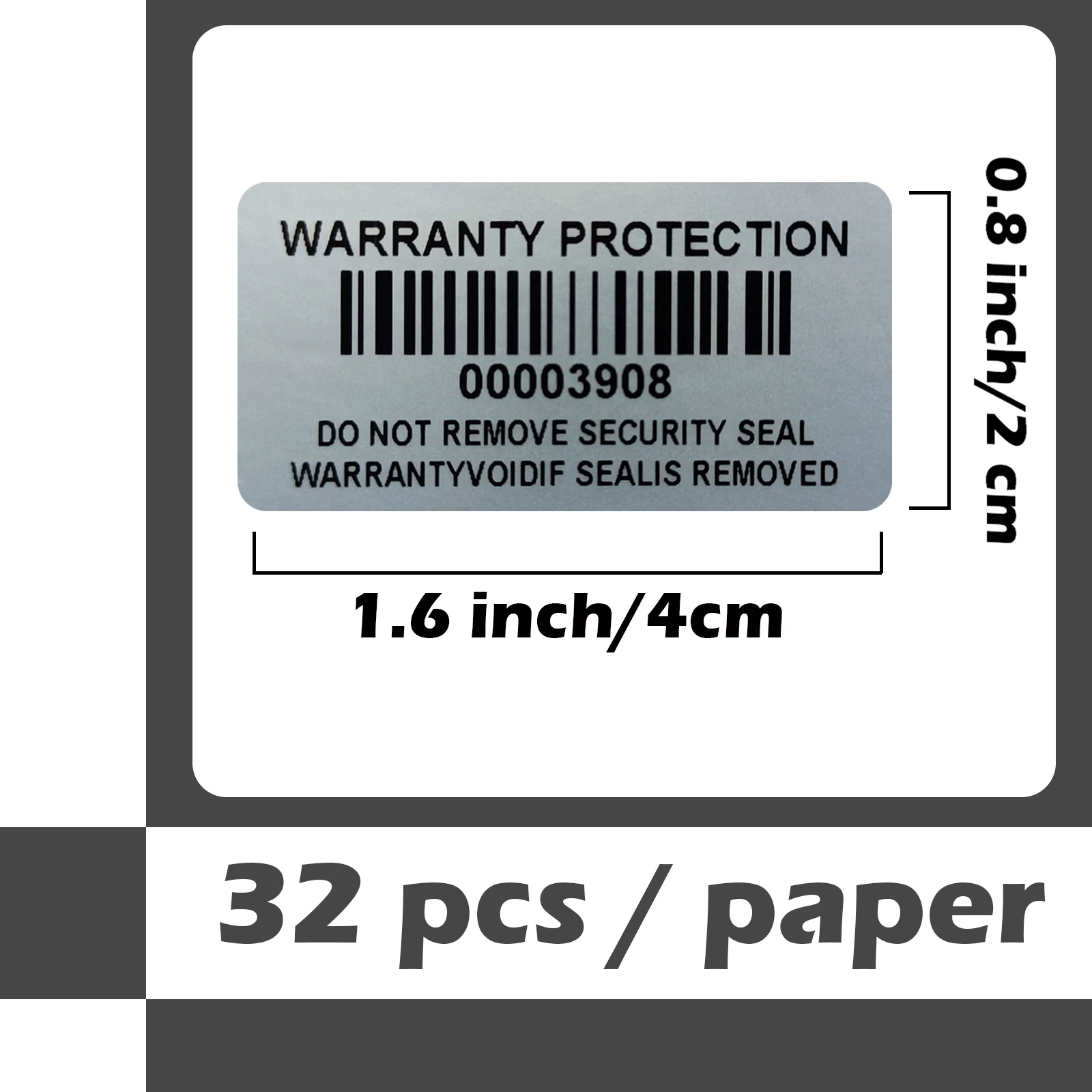 Barcode-Garantie-Ungültig-Aufkleber Matt Silberne PET-Sicherheitsetiketten mit Seriennummer Wasserdichte Manipulationssichere Siegeletiketten – Detail 5