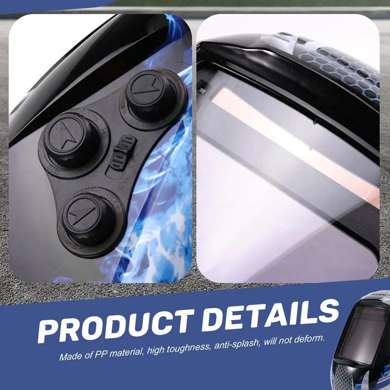 خوذة لحام مع رؤية كبيرة ، قناع لحام ، عدسة ملونة حقيقية للحام القوسي ، قطع طحن ، سواد تلقائي كهربائي