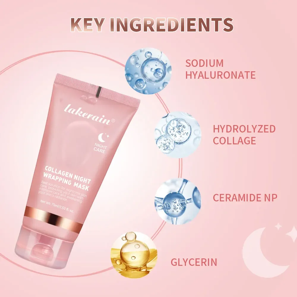 75ml Collagen Wrapping Night Mask Rejuvenation Moisturizing Brightening Korean Face Mask Make Glowy Skin Elasticity Beauty