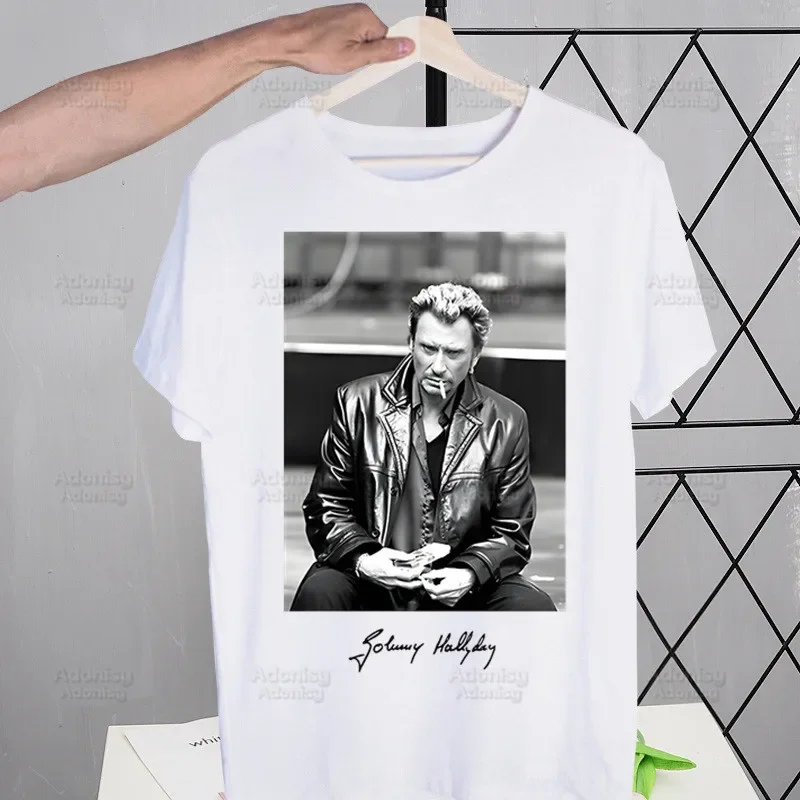 Johnny Hallyday Singer Rock  Harajuku T-shirts Summer Men Women Hip Hop Funny Print Tshirt T Shirt Short Sleeve Tee Top