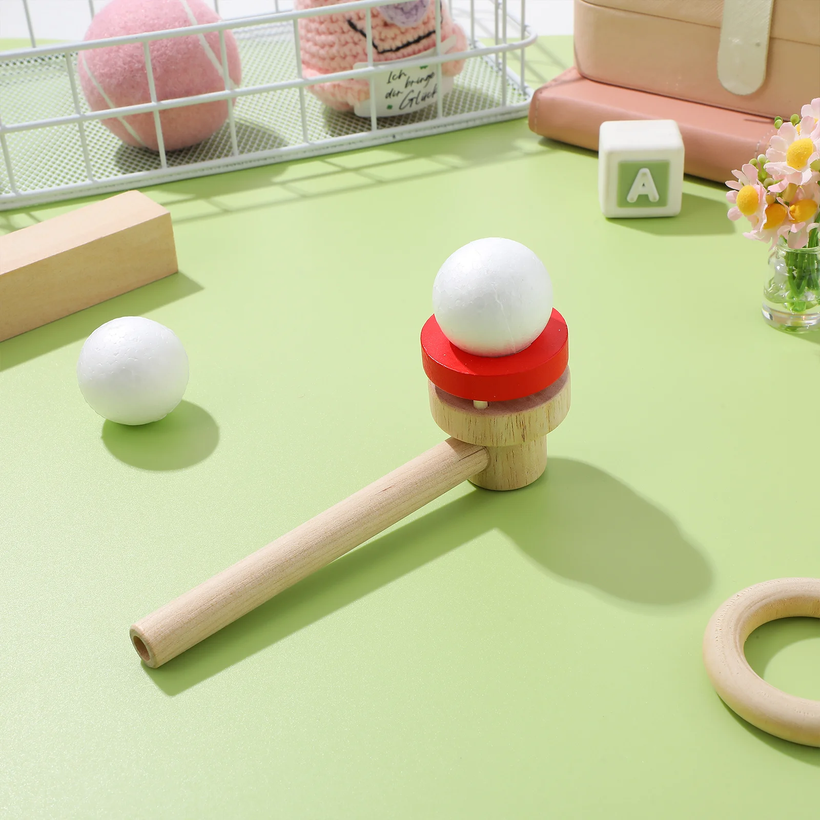 

3pcs Wooden Blowing Ball Creative Floating Playthings For Kids Adults Educational Balance Game Cognitive Skill Development