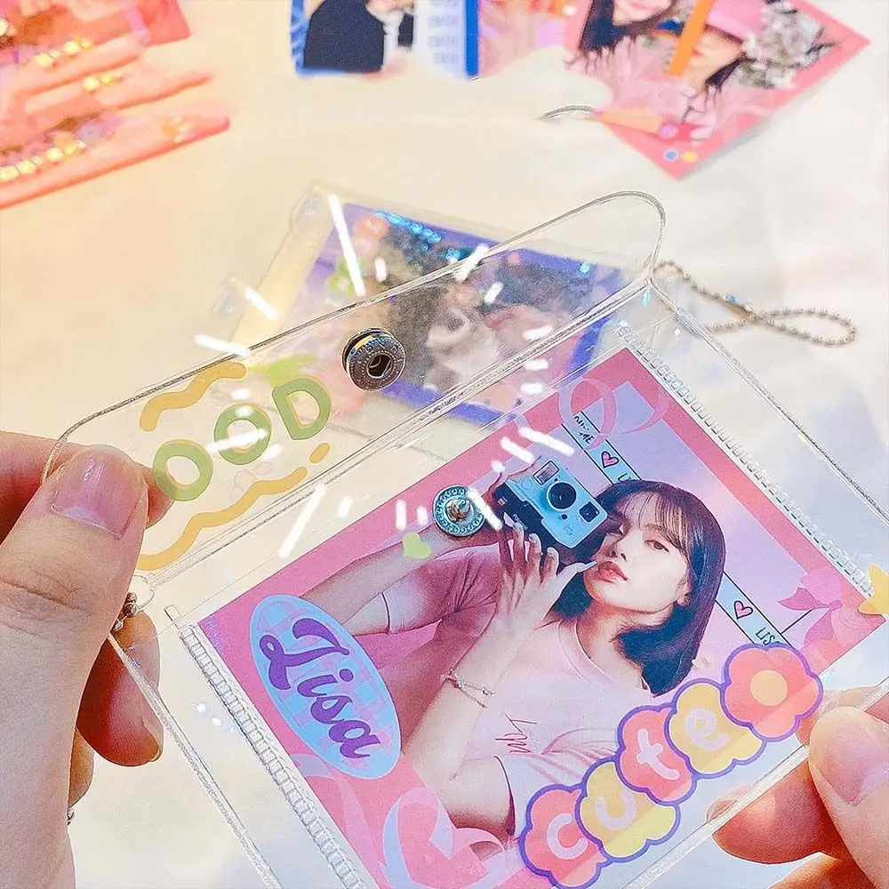 Portable Transparent Bag Pendant Photo Organizer Card Storage Bag Key ring Coin purse Keychain Photo Card Holder Small Wallet