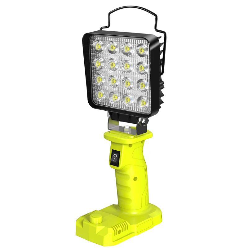 Cordless Work Light, 4000 Lumen Flashlight Compatible with Batteries Ryobi 18V, 35W LED with 140 Degree Pivoting Head, with USB