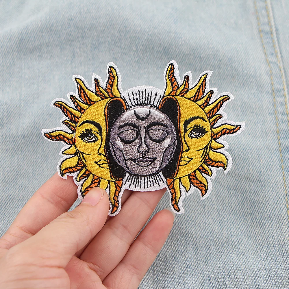 Sun Moon Patch Badge Tree of Life Round Cloth Stickers Clothing Accessories Embroidery Clothes DIY Accessories Ironing Patches