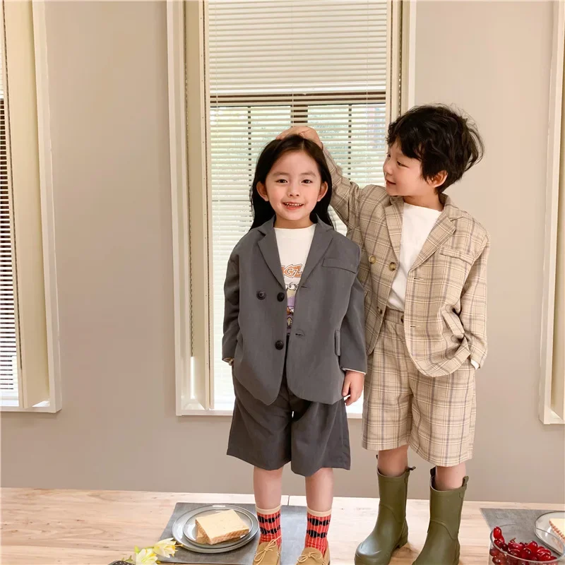 

Baby Boy Wedding Suit 2022 Children's Formal Clothing Kids Gentleman Blazer and Shorts Two Piece Outfits Korean Boys Clothes Set